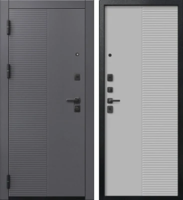 Дверь V-18 Черный муар + Кашемир графит - Кашемир сильвер