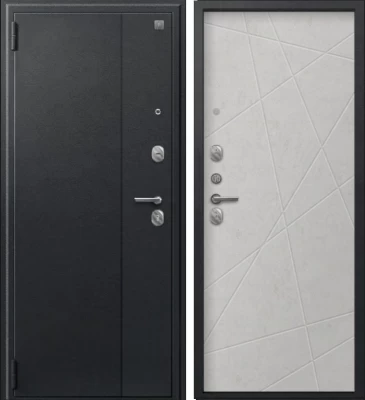Дверь A-03 черный сатин - бетон светлый